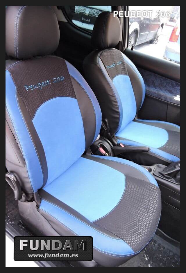 Fundas a medida de ecopiel y tela para asientos de Peugeot 206